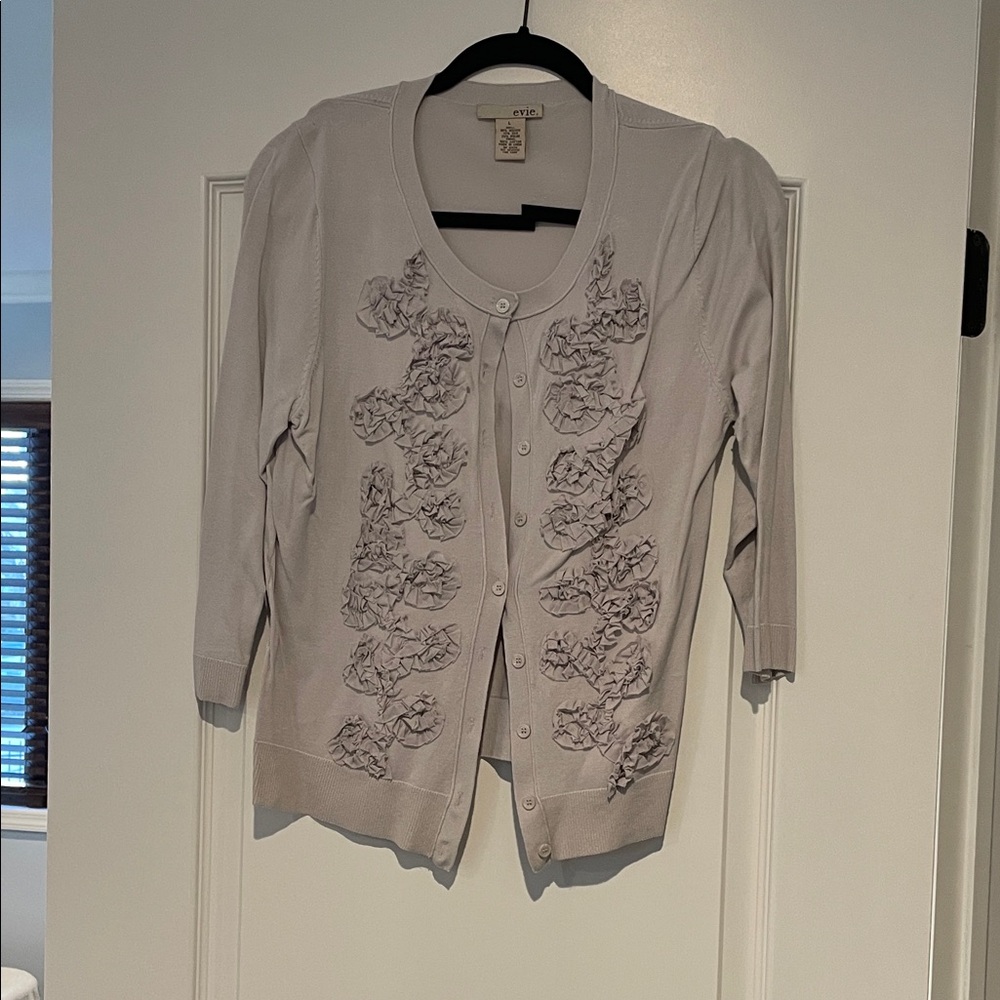 Light Gray Ruffle Cardigan Evie brand
